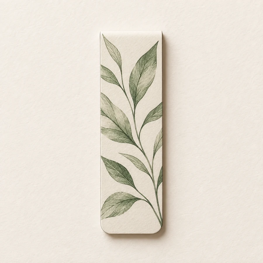 Leaf & Line magnetic bookmark, cream design